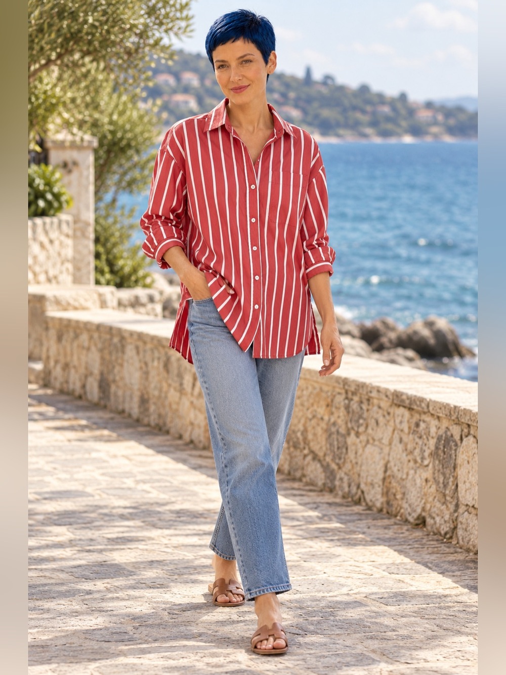 Max Mara Leisure Anemone Striped Poplin Oversized Shirt XS